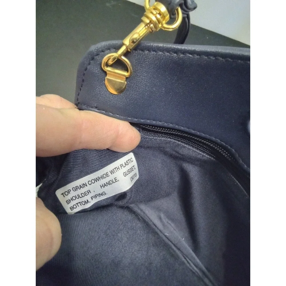 Charter Club Classics Navy Blue Leather Crossbody Bag‎ Cutout Handle Handbag